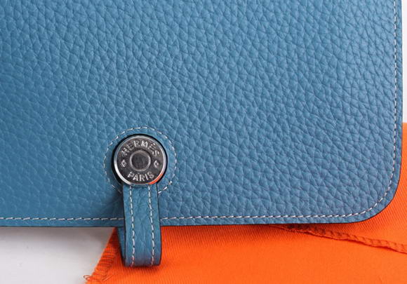 1:1 Quality Hermes Dogon Combined Wallets A508 Blue Replica